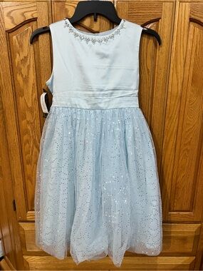 NWT Boutique Minnie Minors Girls' Light Blue Sparkle Tulle Dress